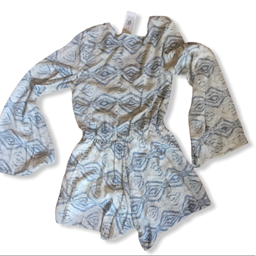Nwt William B Romper Tie Dye White & Blue Sz M